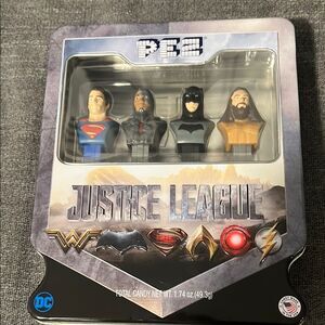 Justice League PEZ Gift Tin Set DC Comics NIB Superman Batman Aquaman Cyborg